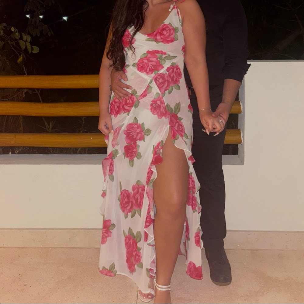 Forever 21 betsey johnson tropical floral ruffle maxi dress